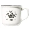 Gifi Mug café en porcelaine effet email blanc bord noir Coffee shop 33cl H8,5cm