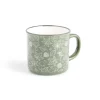 Gifi Mug décor feuille automne en porcelaine vert et blanc 320ml