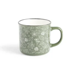Gifi Mug décor feuille automne en porcelaine vert et blanc 320ml
