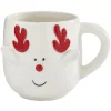 Gifi Mug de Noël blanc motif relief tête de renne cornes rouge 37 cl