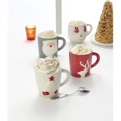 Gifi Mug de Noël motif relief sapin blanc décor rouge 37 cl