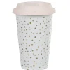 Gifi Mug de transport blanc pois doré avec couvercle