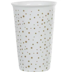 Gifi Mug de transport blanc pois doré avec couvercle