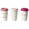 Gifi Mug de transport en céramique rose motif tête de chats doré 400 ml