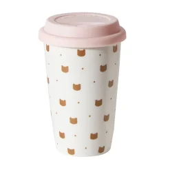 Gifi Mug de transport en céramique rose motif tête de chats doré 400 ml