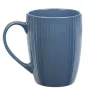 Gifi Mug en porcelaine 35 cl bleu avec rainures verticales en relief
