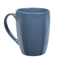 Gifi Mug en porcelaine 35 cl bleu avec rainures verticales en relief
