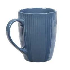 Gifi Mug en porcelaine 35 cl bleu avec rainures verticales en relief