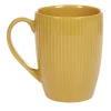 Gifi Mug en porcelaine 35 cl jaune moutarde rainures verticales en relief