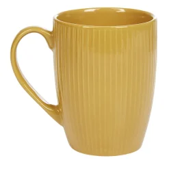 Gifi Mug en porcelaine 35 cl jaune moutarde rainures verticales en relief