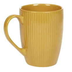 Gifi Mug en porcelaine 35 cl jaune moutarde rainures verticales en relief
