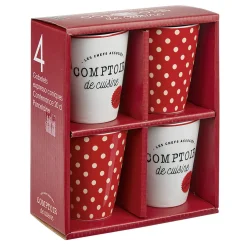 Gifi Mug en porcelaine rouge pois blanc 20 cl x4