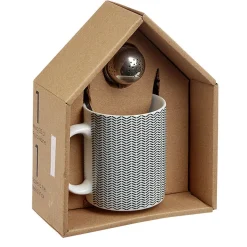 Gifi Mug porcelaine avec boule à thé inox noir blanc 35 cl