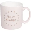 Gifi Mug rose à message beautiful motif étoiles dorées
