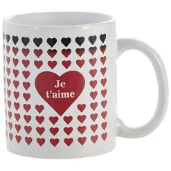 Gifi Mug thermoréactif coeur noir et rouge en grès x2