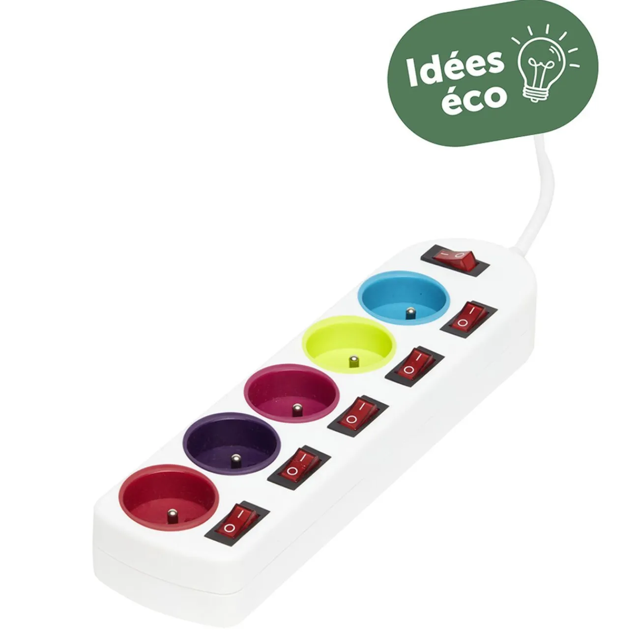 Gifi Accessoires Électriques^Multiprise blanche 5 prises colorées