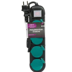 Gifi Accessoires Électriques^Multiprise étanche 4 prises noir et vert