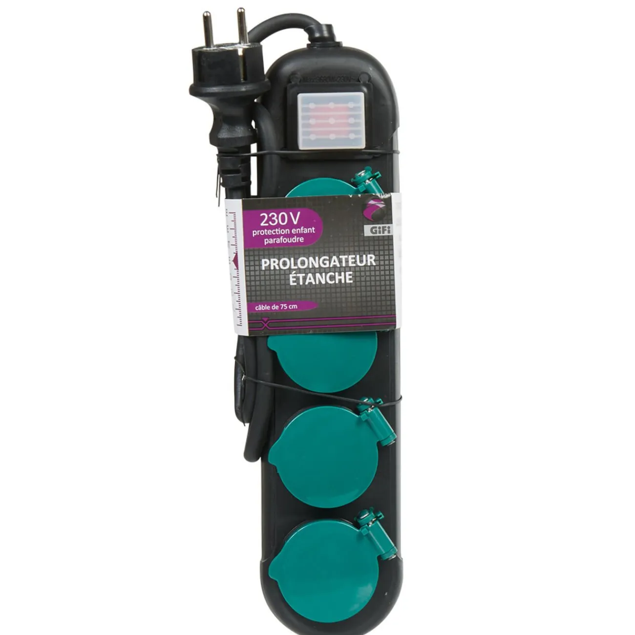 Gifi Accessoires Électriques^Multiprise étanche 4 prises noir et vert