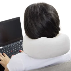 Gifi Bien-Être^Oreiller de massage gris et blanc 2 points de stimulation