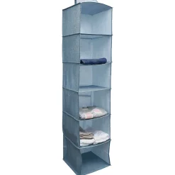Gifi Rangement|Organisateur de vêtements Bleu - 6 niveaux - 30x30xH128 cm