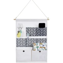 Gifi Rangement|Organisateur mural en tissu 7 poches design beige gris