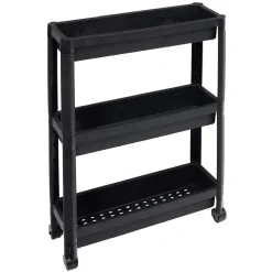 Gifi Rangement|Organiseur 3 niveaux à roulettes noir