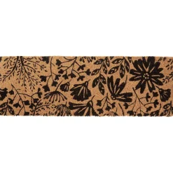 Gifi Nettoyage Et Entretien|Paillasson coco motif floral noir marron 75x25 cm