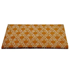 Gifi Nettoyage Et Entretien|Paillasson coco rectangulaire orange forme géométrique blanc