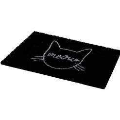 Gifi Nettoyage Et Entretien|Paillasson coco rectangulaire noir motif tête de chat meow