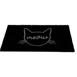 Gifi Nettoyage Et Entretien|Paillasson coco rectangulaire noir motif tête de chat meow
