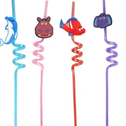 Gifi Paille tortillon fantaisie décor animaux x4