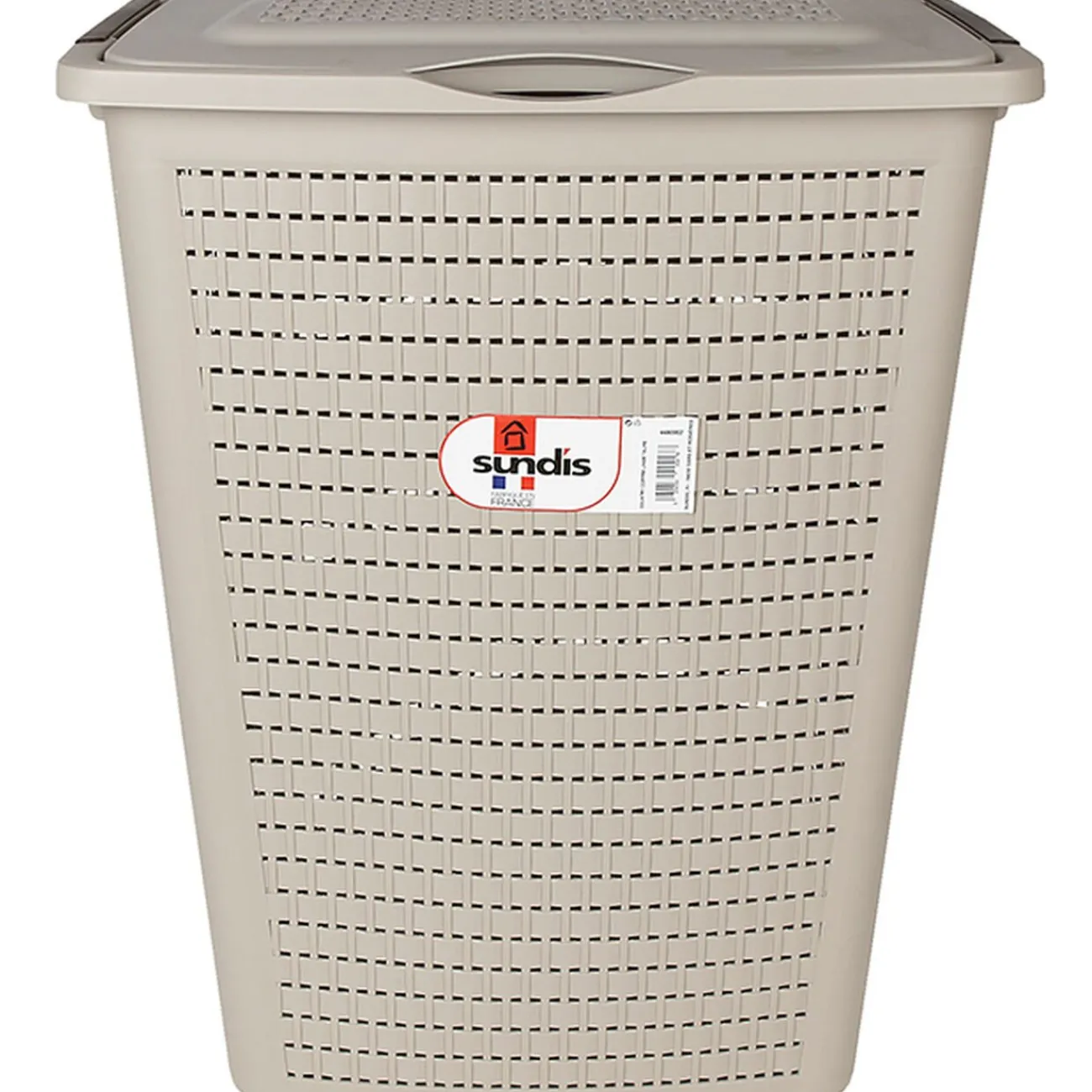 Gifi Entretien Du Linge|Panier à linge avec poignées et couvercle design rotin taupe 50 L