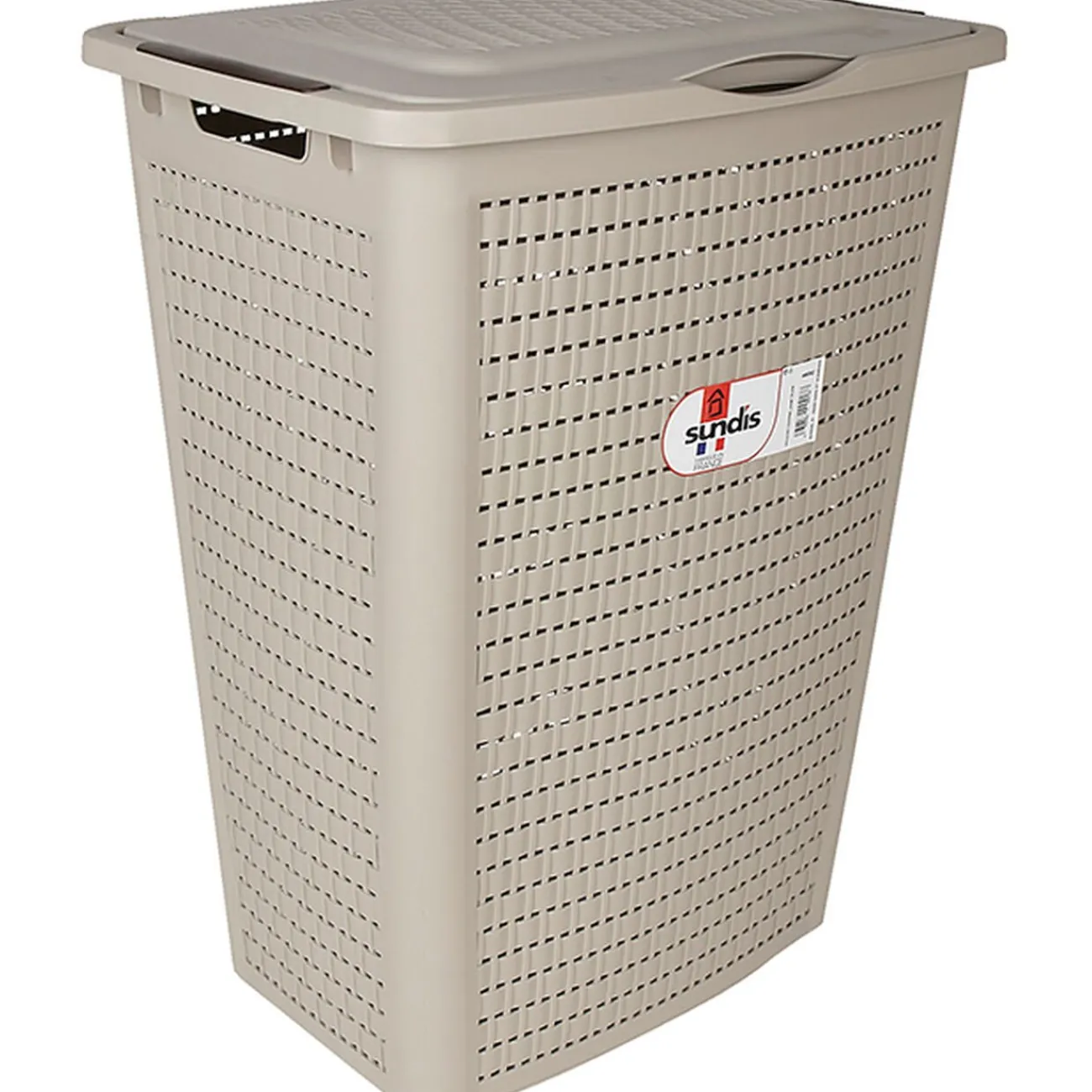 Gifi Entretien Du Linge|Panier à linge avec poignées et couvercle design rotin taupe 50 L