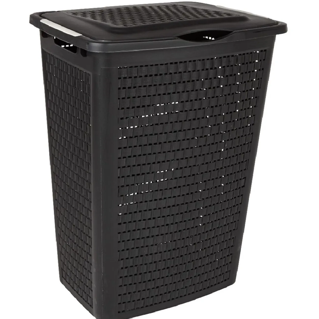 Gifi Entretien Du Linge|Panier à linge avec poignées et couvercle design rotin noir 50 L