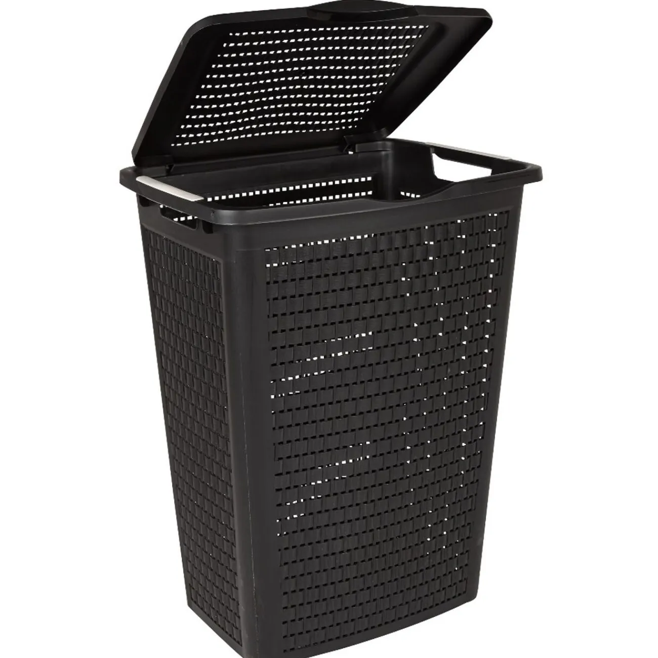 Gifi Entretien Du Linge|Panier à linge avec poignées et couvercle design rotin noir 50 L