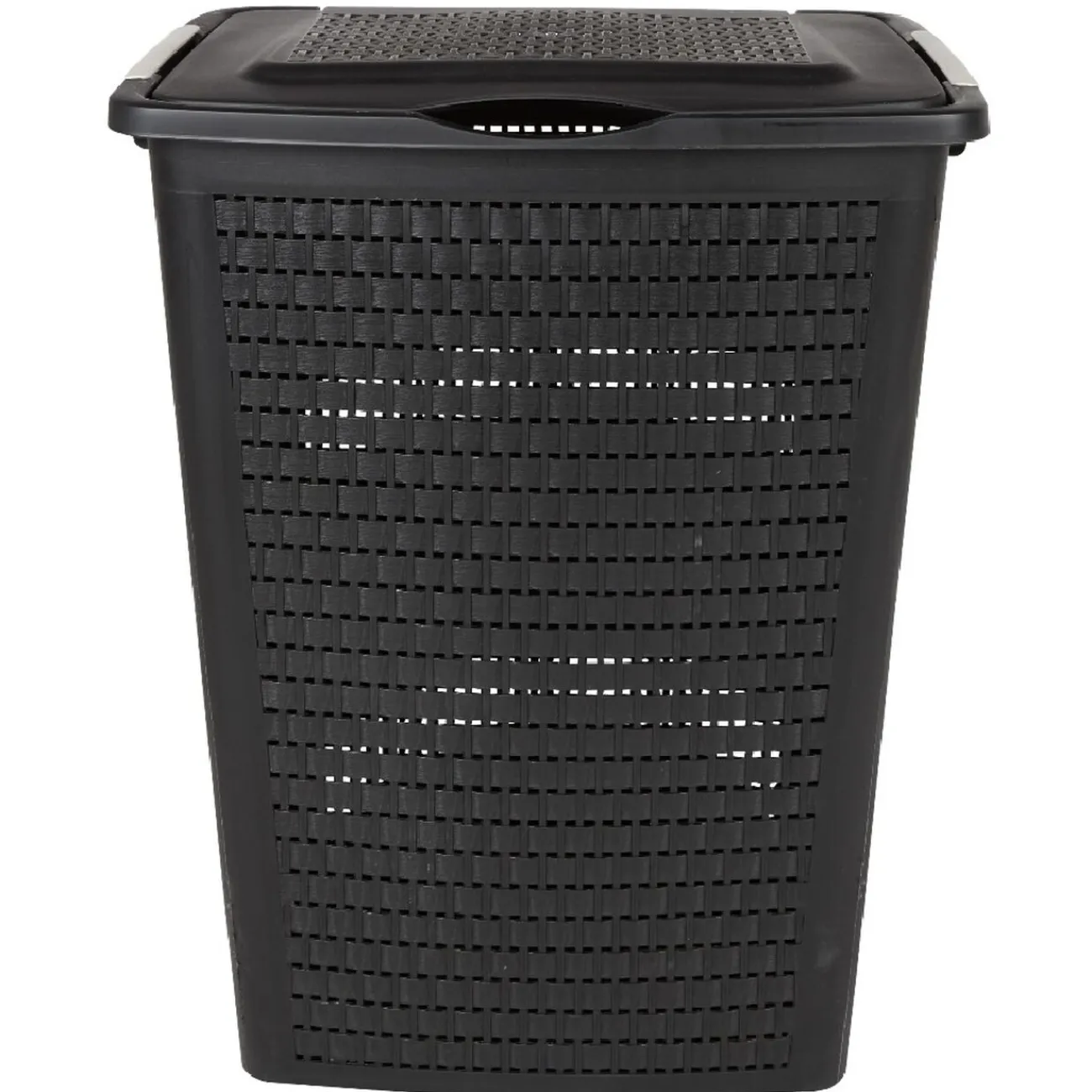 Gifi Entretien Du Linge|Panier à linge avec poignées et couvercle design rotin noir 50 L