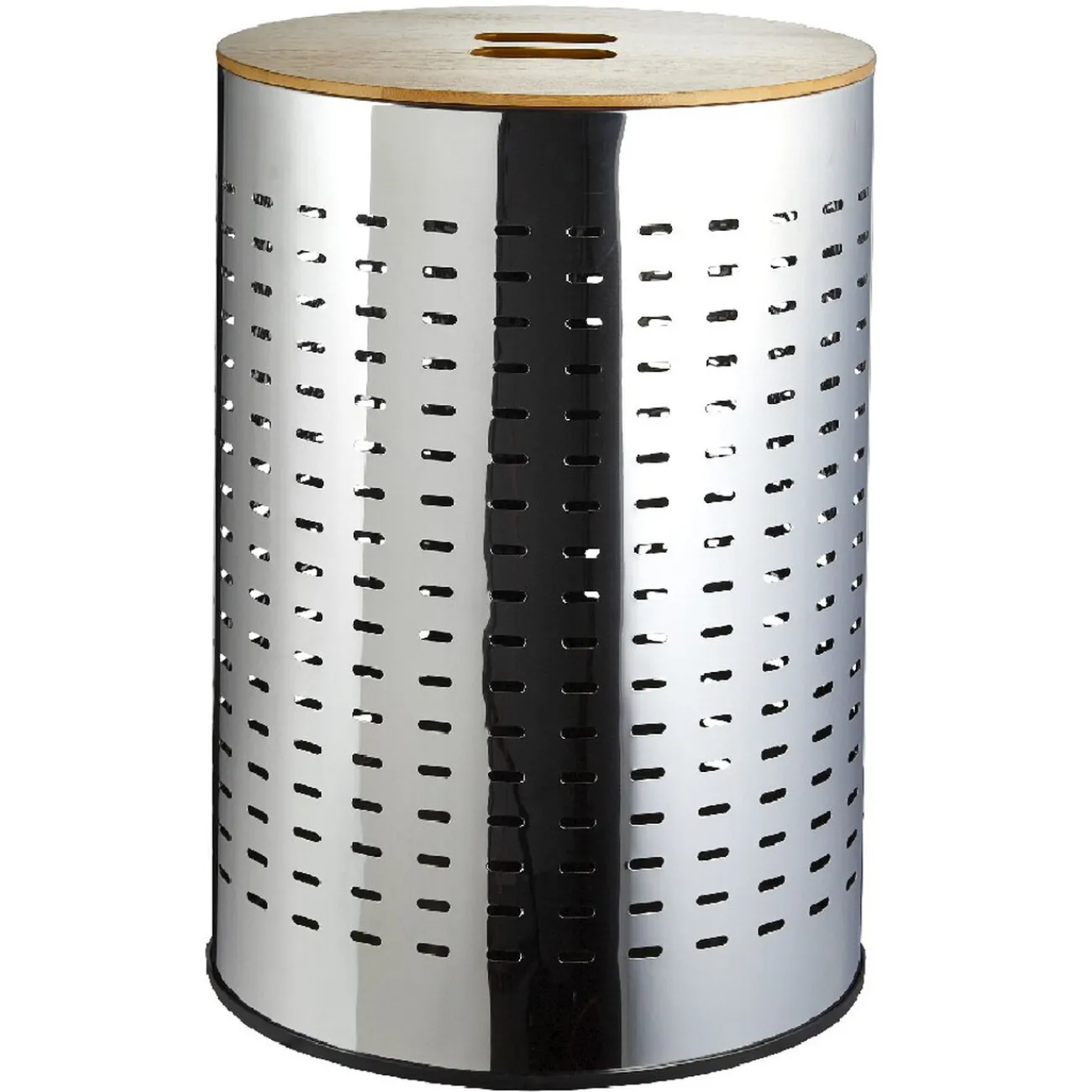 Gifi Entretien Du Linge|Panier à linge cylindrique métal et bois 55 L