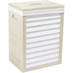 Gifi Rangement|Panier à linge naturel et blanc