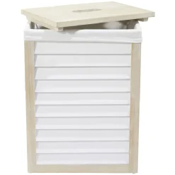 Gifi Rangement|Panier à linge naturel et blanc