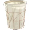 Gifi Entretien Du Linge|Panier à linge tissu beige armature métal bronze