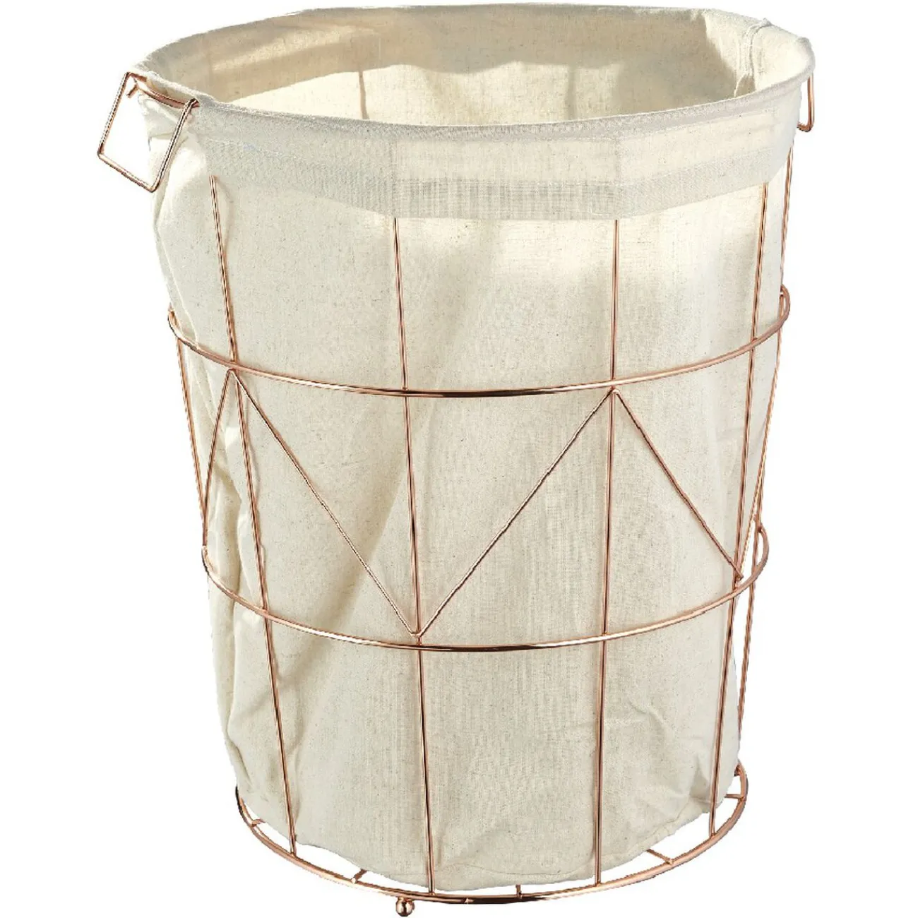 Gifi Entretien Du Linge|Panier à linge tissu beige armature métal bronze