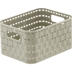 Gifi Entretien Du Linge|Panier A6 avec poignées design rotin ajouré taupe 2 L