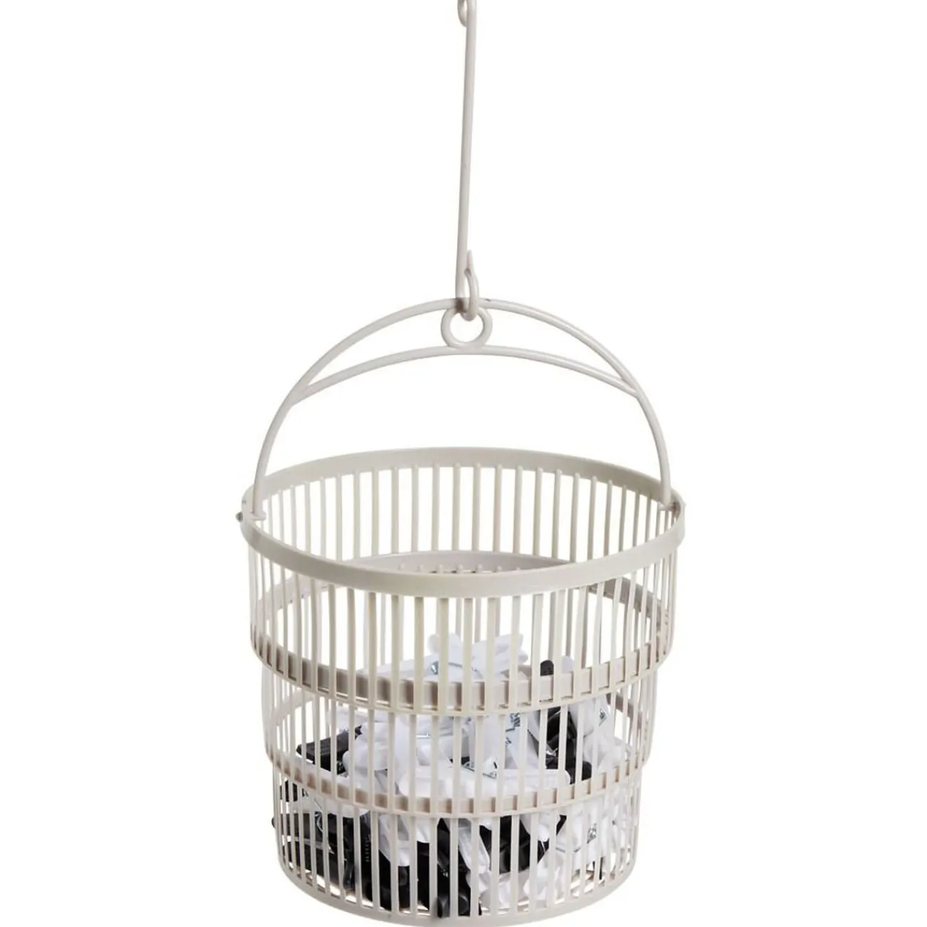 Gifi Entretien Du Linge|Panier avec 50 pinces à linge blanc - Ø20xH.17cm