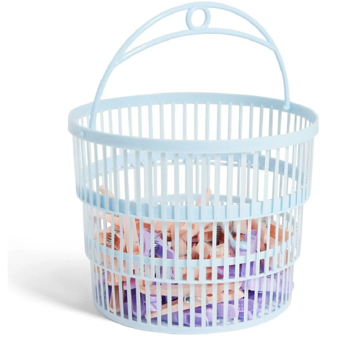 Gifi Entretien Du Linge|Panier avec 50 pinces à linge bleu - Ø20xH.17cm