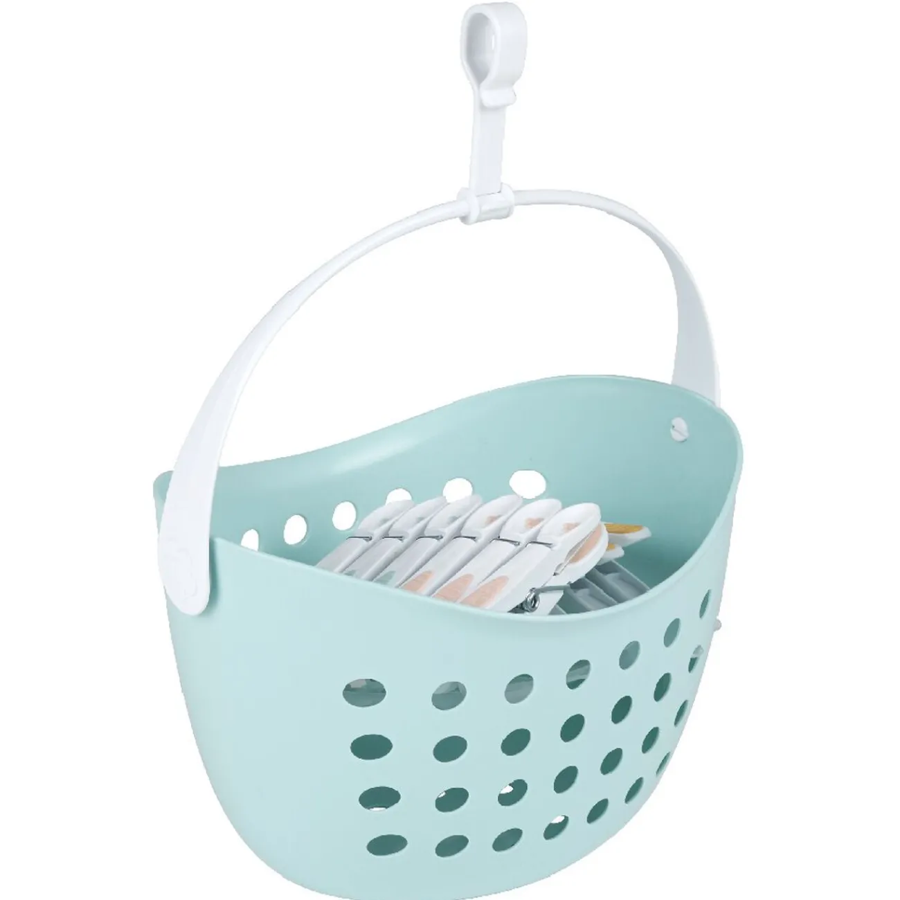 Gifi Entretien Du Linge|Panier bleu avec 12 pinces à linge bleu