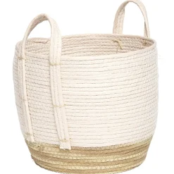 Gifi Rangement|Panier déco Bora Bora naturel et rose modèle moyen