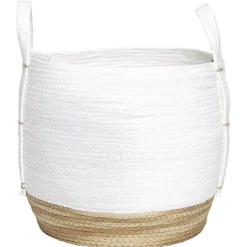 Gifi Rangement|Panier déco Bora Bora naturel et blanc grand modèle