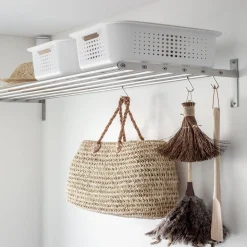 Gifi Rangement|Panier de rangement en plastique blanc ajouré 10 L