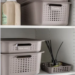 Gifi Rangement|Panier de rangement en plastique noir ajouré 13 L