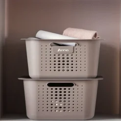 Gifi Rangement|Panier de rangement en plastique noir ajouré 13 L